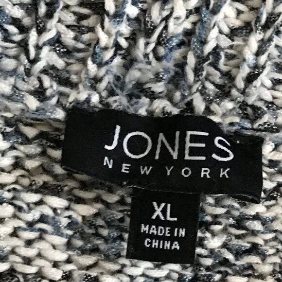 Jones New York Cardigan Sweater Vest Women Open Front  Navy Blue White XL - Picture 6 of 10